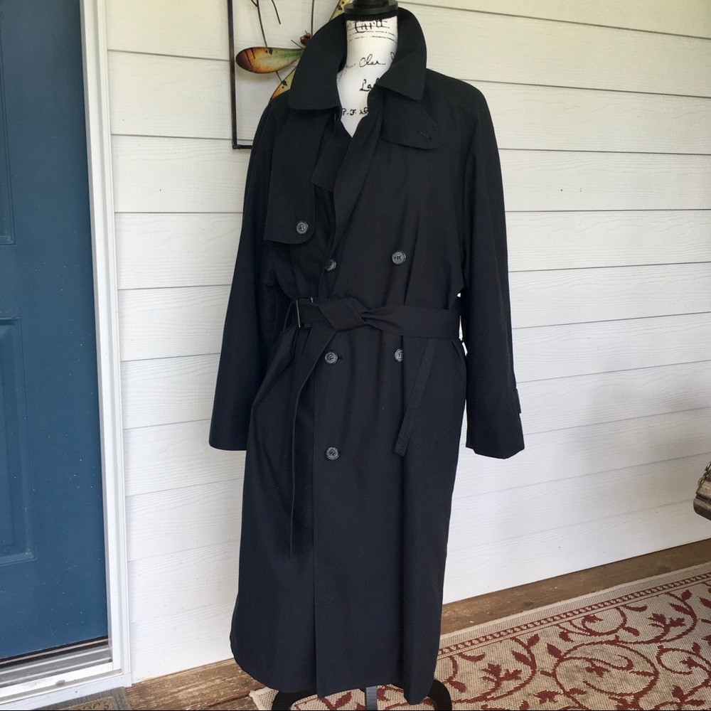 London Fog Double Breasted Belted Trench Coat.